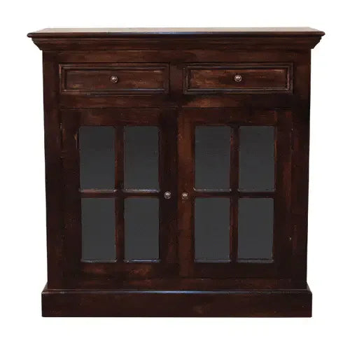 Light Walnut Cabinet with Glazed Doors - Artisan Furniture - Flyclothing LLC