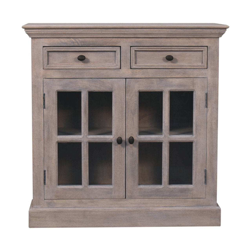 Stone Finish Cabinet with Glazed Doors - Artisan Furniture - Flyclothing LLC