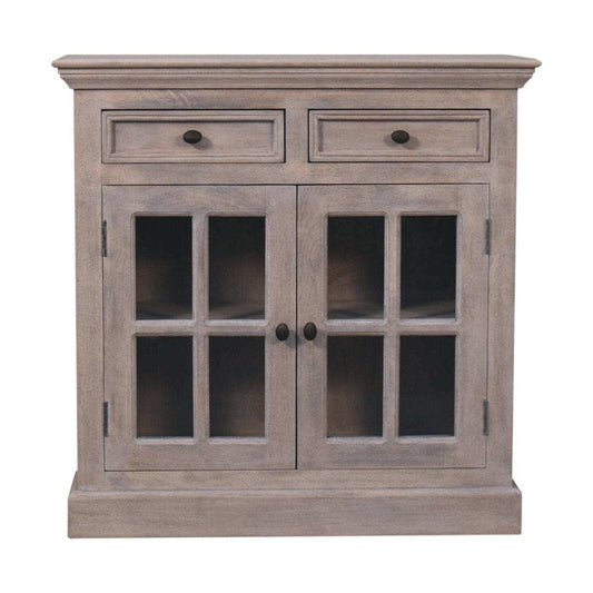 Stone Finish Cabinet with Glazed Doors - Artisan Furniture - Flyclothing LLC