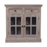 Stone Finish Cabinet with Glazed Doors - Artisan Furniture - Flyclothing LLC