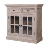 Stone Finish Cabinet with Glazed Doors - Artisan Furniture - Flyclothing LLC