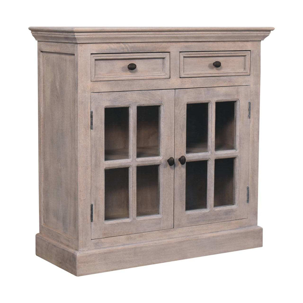 Stone Finish Cabinet with Glazed Doors - Artisan Furniture - Flyclothing LLC