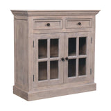 Stone Finish Cabinet with Glazed Doors - Artisan Furniture - Flyclothing LLC