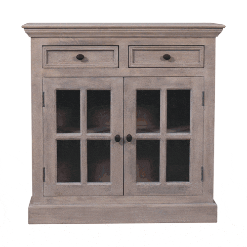 Stone Finish Cabinet with Glazed Doors - Artisan Furniture - Flyclothing LLC