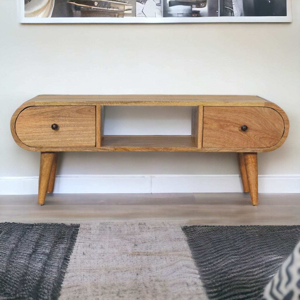 Oak-ish Circular TV Unit - Artisan Furniture - Flyclothing LLC