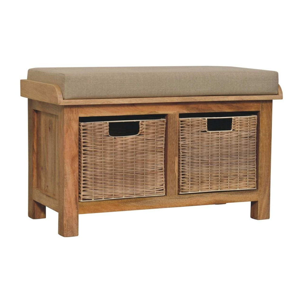 Artisan Rattan Basket Linen Bench - Artisan Furniture - Flyclothing LLC