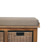 Artisan Rattan Basket Linen Bench - Artisan Furniture - Flyclothing LLC