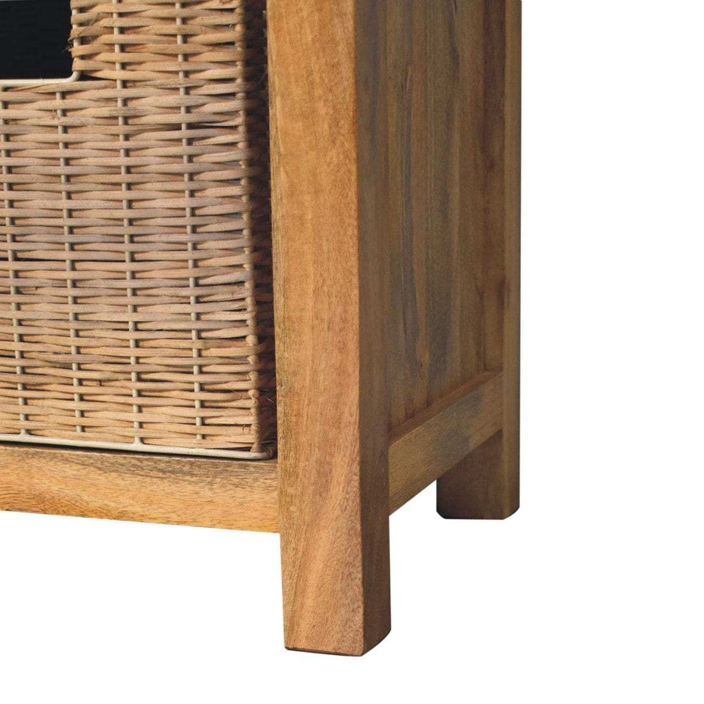 Artisan Rattan Basket Linen Bench - Artisan Furniture - Flyclothing LLC