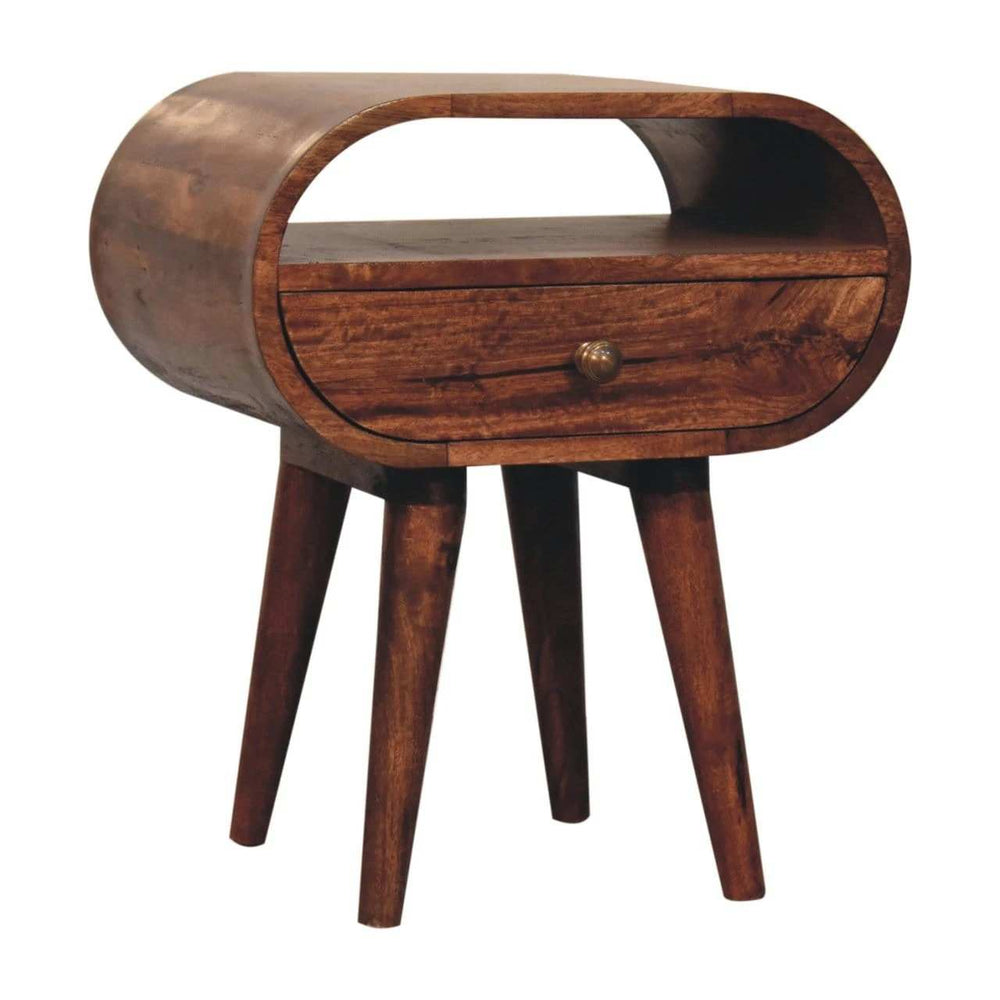 Artisan Furniture Honey Caramel Circular Bedside with Open Slot - Artisan Furniture - Flyclothing LLC