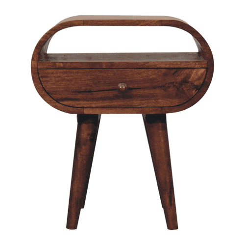 Artisan Furniture Honey Caramel Circular Bedside with Open Slot - Artisan Furniture - Flyclothing LLC