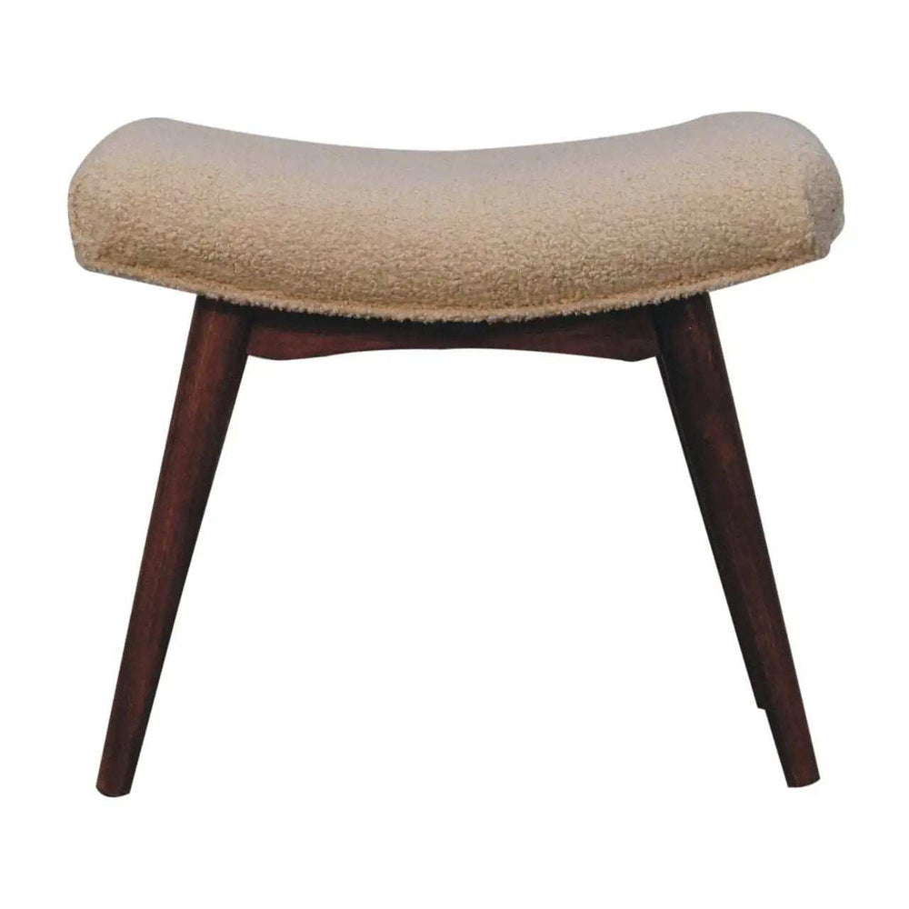 Artisan Furniture Honey Caramel Boucle Cream Curved Bench - Artisan Furniture - Flyclothing LLC