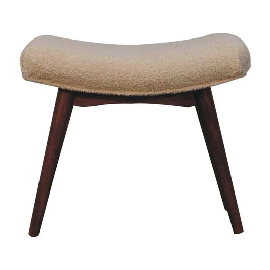 Artisan Furniture Honey Caramel Boucle Cream Curved Bench - Artisan Furniture - Flyclothing LLC