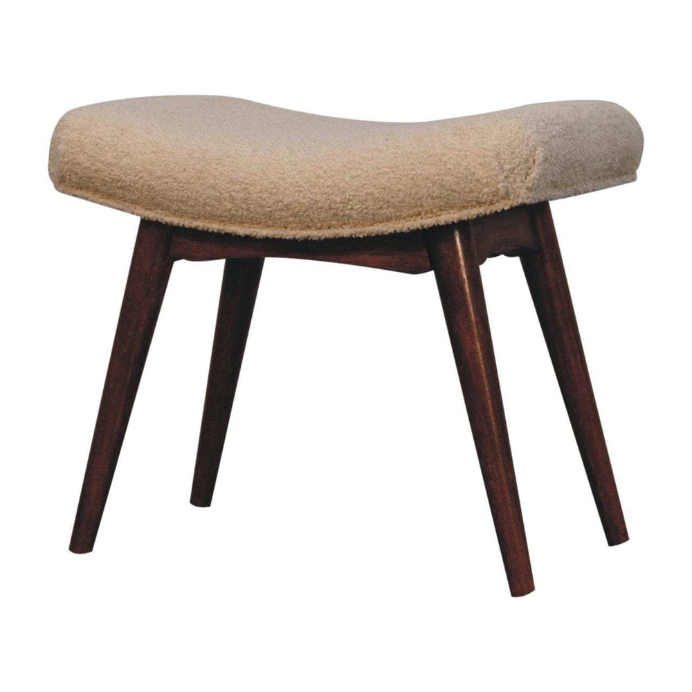 Artisan Furniture Honey Caramel Boucle Cream Curved Bench - Artisan Furniture - Flyclothing LLC