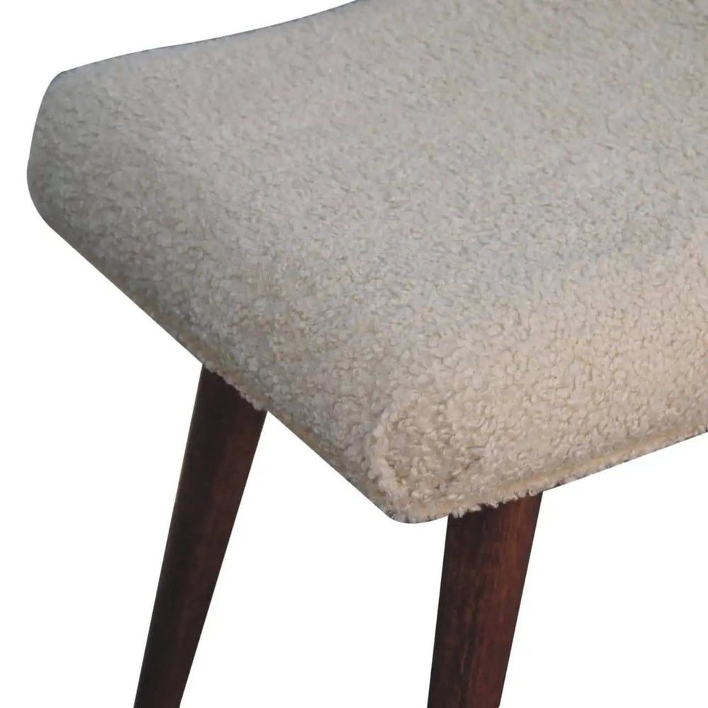 Artisan Furniture Honey Caramel Boucle Cream Curved Bench - Artisan Furniture - Flyclothing LLC