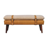 Artisan Furniture Boucle x Tan Leather Bench - Artisan Furniture - Flyclothing LLC
