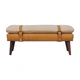 Artisan Furniture Boucle x Tan Leather Bench - Artisan Furniture - Flyclothing LLC