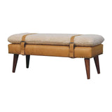 Artisan Furniture Boucle x Tan Leather Bench - Artisan Furniture - Flyclothing LLC