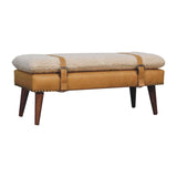 Artisan Furniture Boucle x Tan Leather Bench - Artisan Furniture - Flyclothing LLC