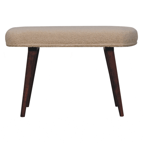 Artisan Furniture Honey Caramel Boucle Cream Nordic Bench - Artisan Furniture - Flyclothing LLC