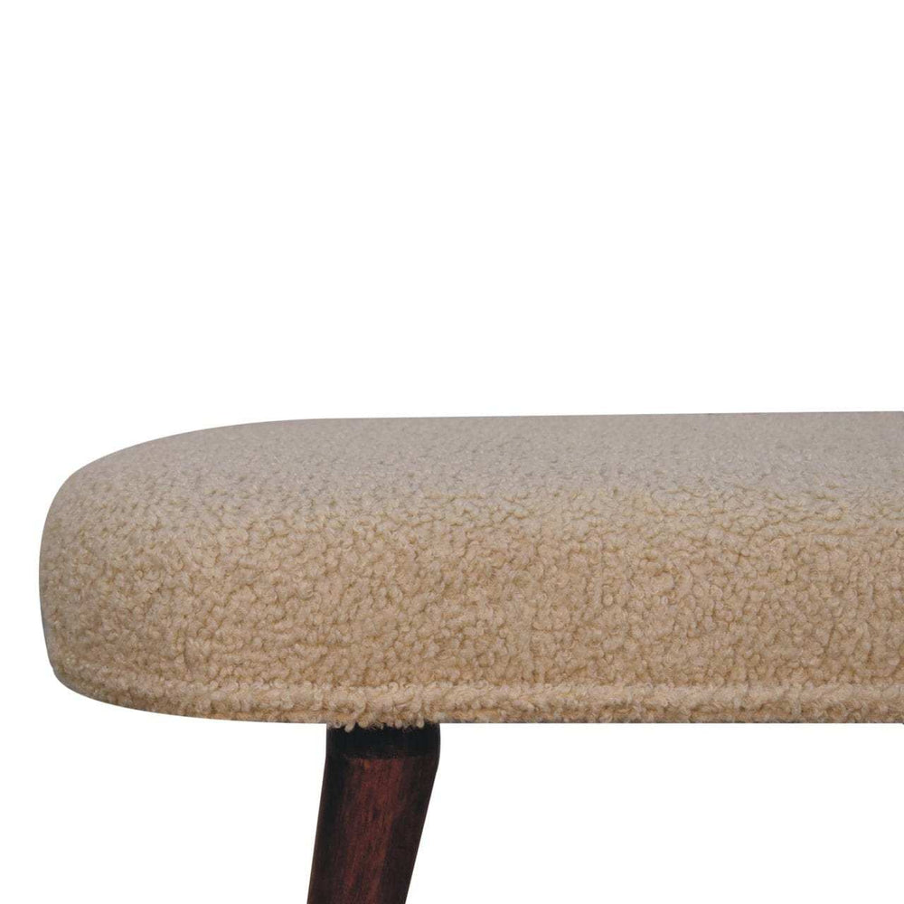 Artisan Furniture Honey Caramel Boucle Cream Nordic Bench - Artisan Furniture - Flyclothing LLC