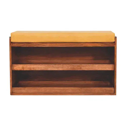 Artisan Furniture Buffalo Hide Pull out Honey Caramel Shoe Storage Bench - Artisan Furniture - Flyclothing LLC
