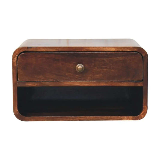 Artisan Furniture Curved California Walnut Wall Mounted Bedside with Open Slot - Artisan Furniture - Flyclothing LLC