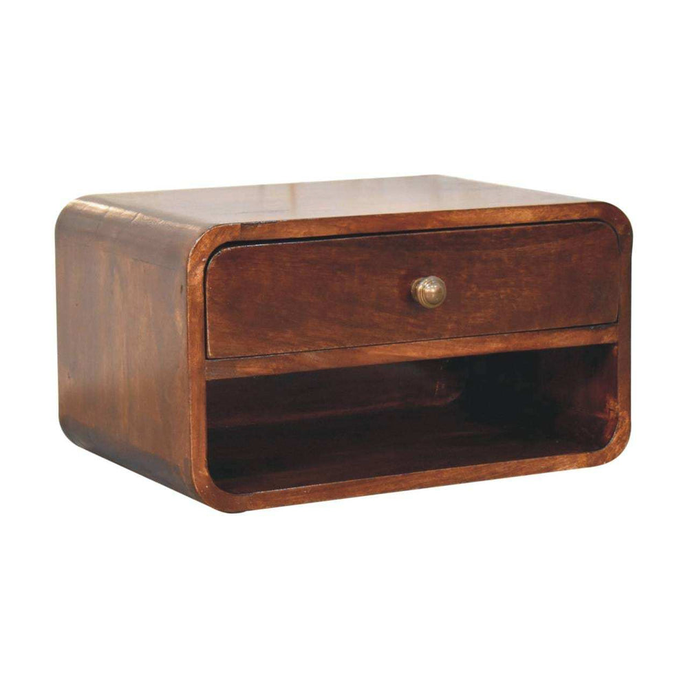 Artisan Furniture Curved California Walnut Wall Mounted Bedside with Open Slot - Artisan Furniture - Flyclothing LLC