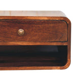 Artisan Furniture Curved California Walnut Wall Mounted Bedside with Open Slot - Artisan Furniture - Flyclothing LLC