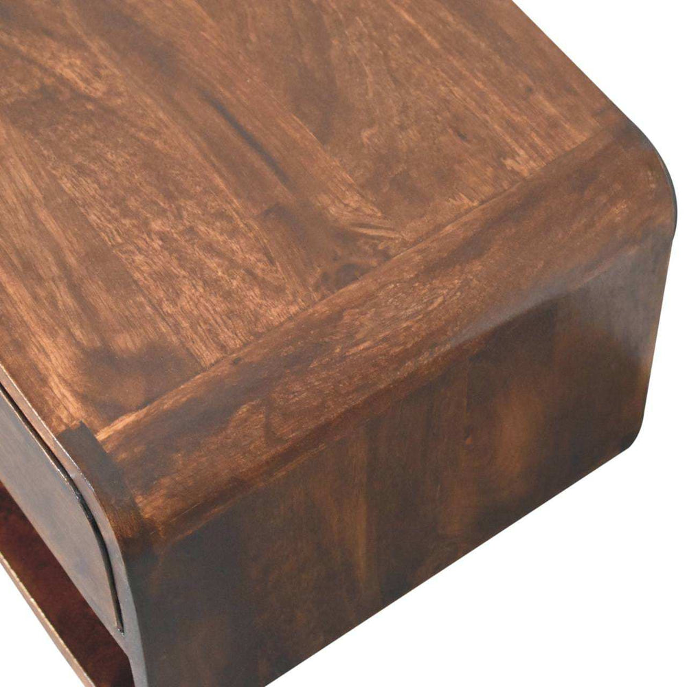 Artisan Furniture Curved California Walnut Wall Mounted Bedside with Open Slot - Artisan Furniture - Flyclothing LLC
