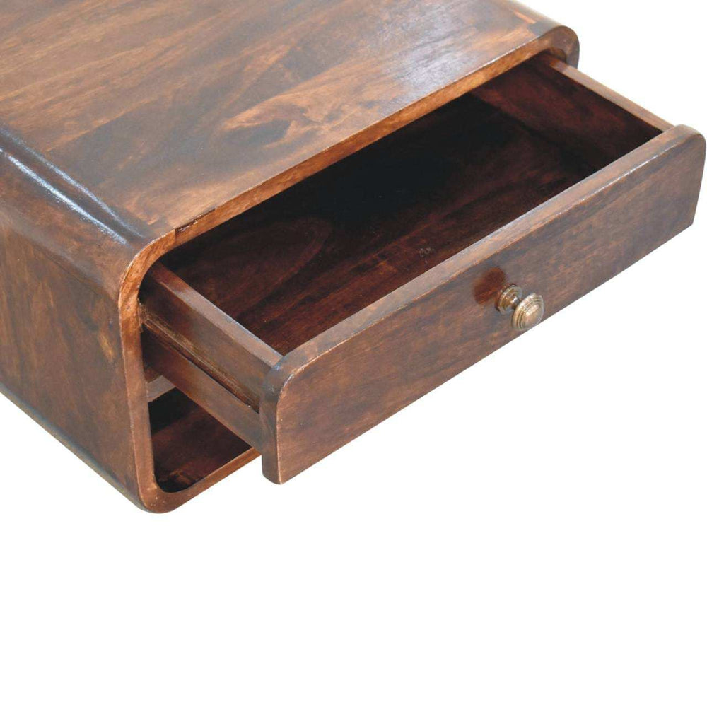 Artisan Furniture Curved California Walnut Wall Mounted Bedside with Open Slot - Artisan Furniture - Flyclothing LLC