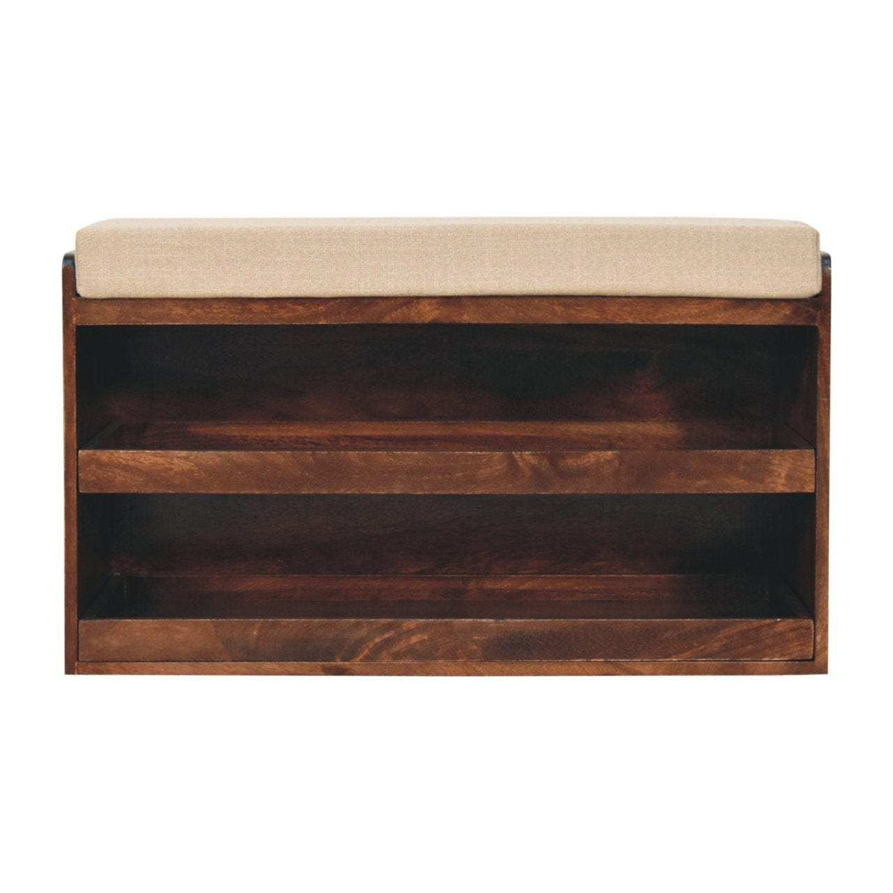 Artisan Furniture California Walnut & Mud Linen Pull out Shoe Bench - Artisan Furniture - Flyclothing LLC