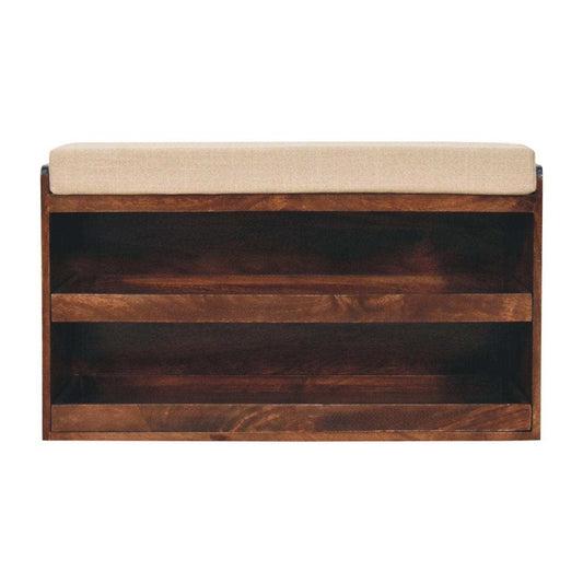 Artisan Furniture California Walnut & Mud Linen Pull out Shoe Bench - Artisan Furniture - Flyclothing LLC