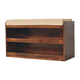 Artisan Furniture California Walnut & Mud Linen Pull out Shoe Bench - Artisan Furniture - Flyclothing LLC
