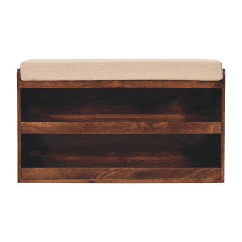 Artisan Furniture California Walnut & Mud Linen Pull out Shoe Bench - Artisan Furniture - Flyclothing LLC