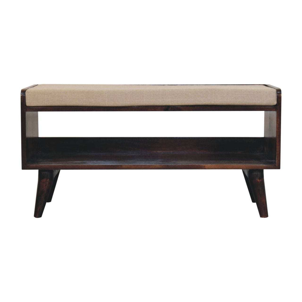 Artisan Furniture California Walnut bench with mud linen seat pad - Artisan Furniture - Flyclothing LLC
