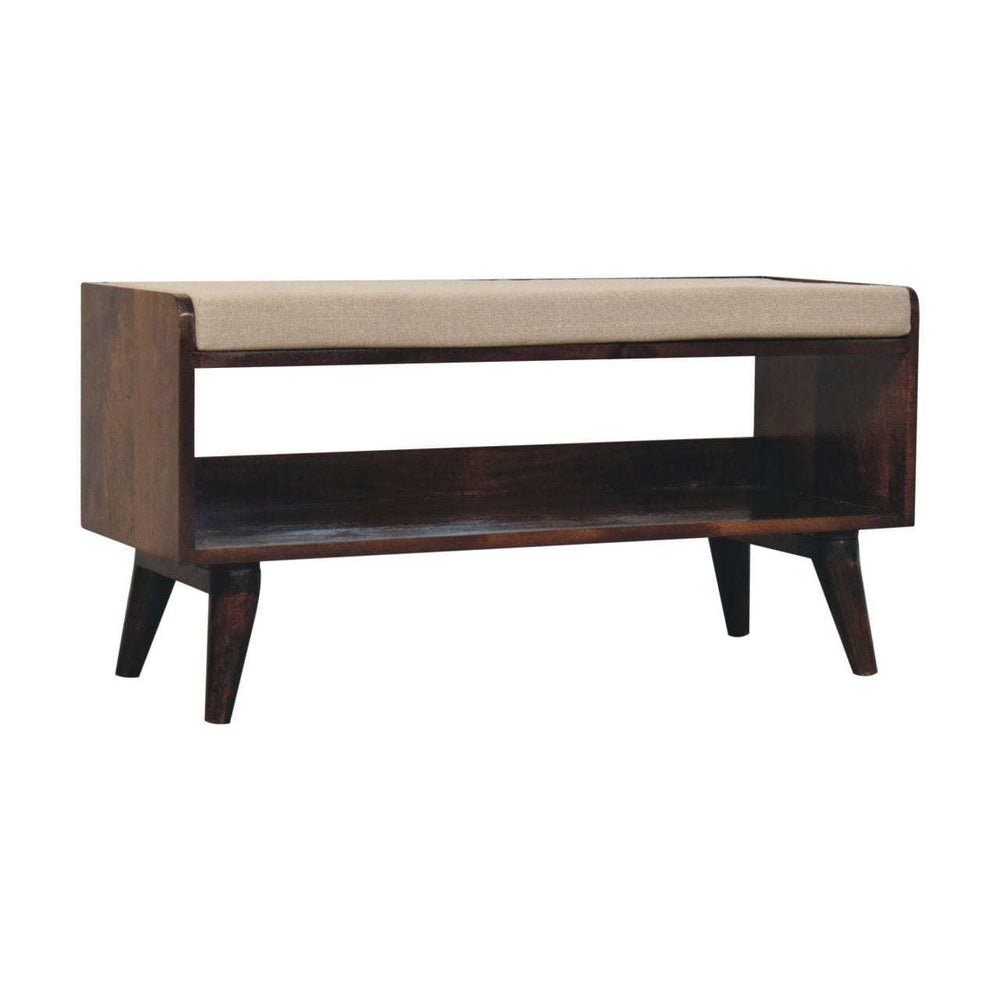 Artisan Furniture California Walnut bench with mud linen seat pad - Artisan Furniture - Flyclothing LLC