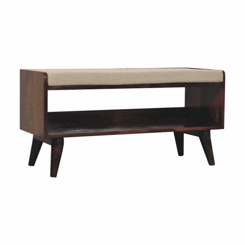 Artisan Furniture California Walnut bench with mud linen seat pad - Artisan Furniture - Flyclothing LLC