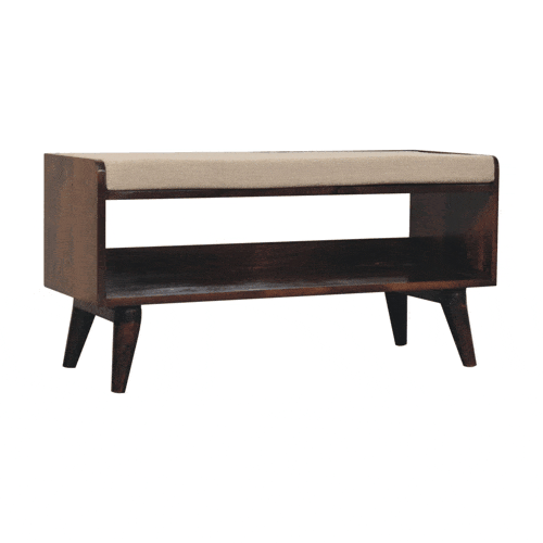 Artisan Furniture California Walnut bench with mud linen seat pad - Artisan Furniture - Flyclothing LLC