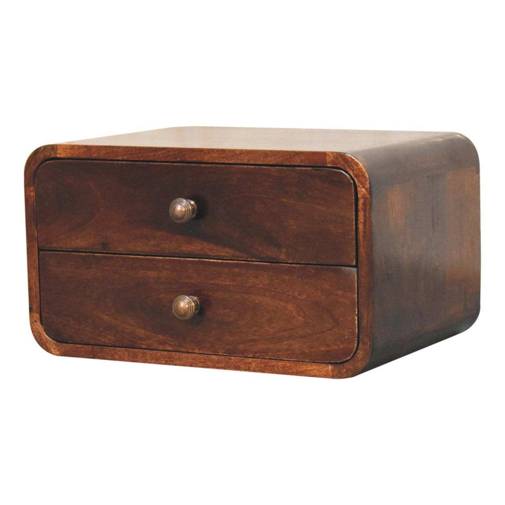 Artisan Furniture Curved California Walnut Wall Mounted Bedside - Artisan Furniture - Flyclothing LLC