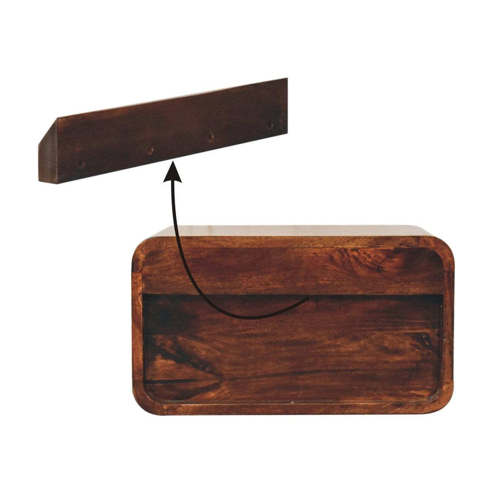 Artisan Furniture Curved California Walnut Wall Mounted Bedside - Artisan Furniture - Flyclothing LLC