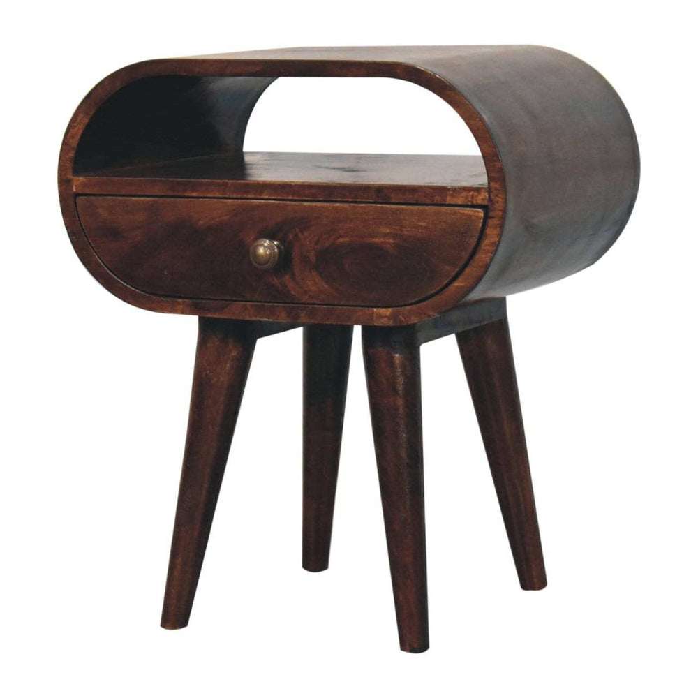 Artisan Furniture California Walnut Circular Bedside with Open Slot - Artisan Furniture - Flyclothing LLC