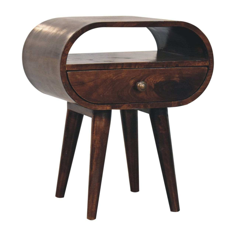 Artisan Furniture California Walnut Circular Bedside with Open Slot - Artisan Furniture - Flyclothing LLC