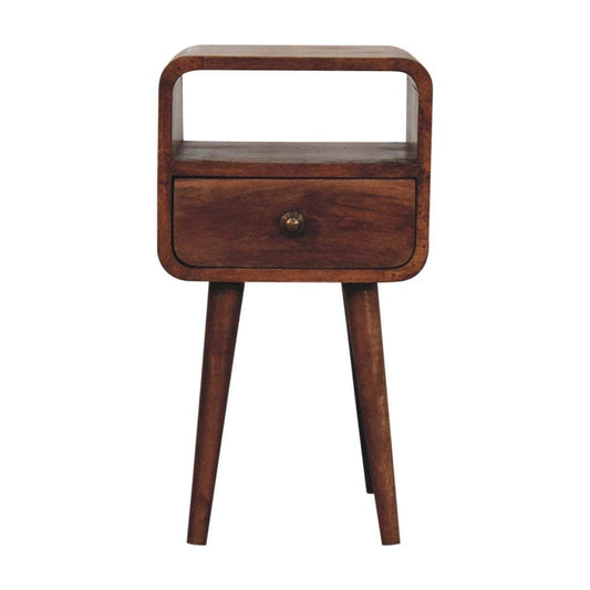 Artisan Furniture Mini Honey Caramel Curved Bedside with Open Slot - Artisan Furniture - Flyclothing LLC