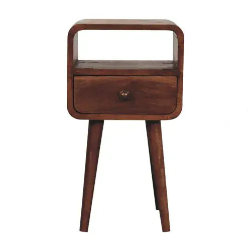 Artisan Furniture Mini Honey Caramel Curved Bedside with Open Slot - Artisan Furniture - Flyclothing LLC
