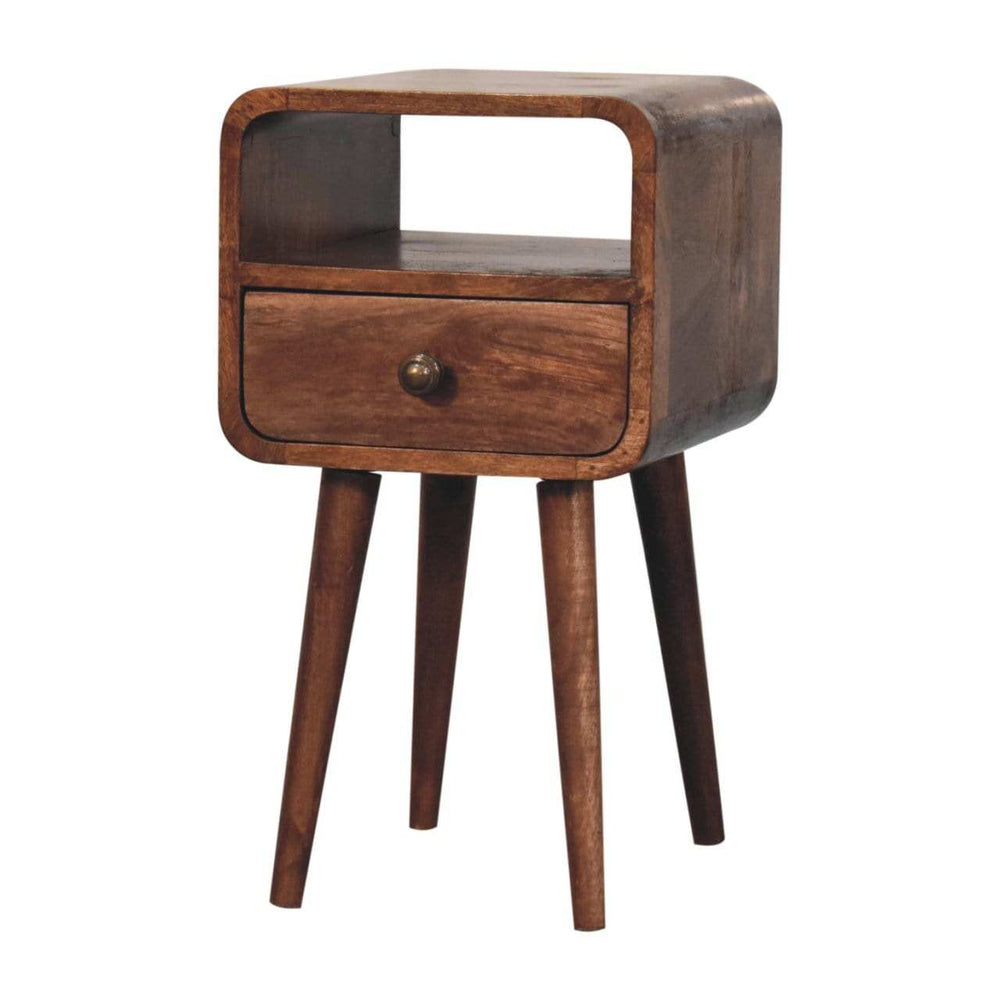 Artisan Furniture Mini Honey Caramel Curved Bedside with Open Slot - Artisan Furniture - Flyclothing LLC