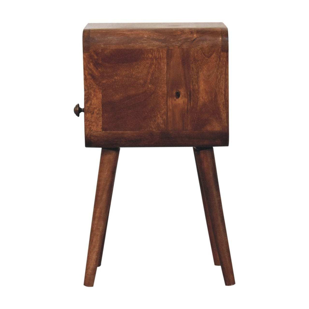 Artisan Furniture Mini Honey Caramel Curved Bedside with Open Slot - Artisan Furniture - Flyclothing LLC