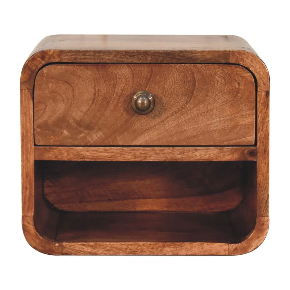 Mini Honey Caramel Wall Mounted Bedside with Open Slot - Artisan Furniture - Flyclothing LLC