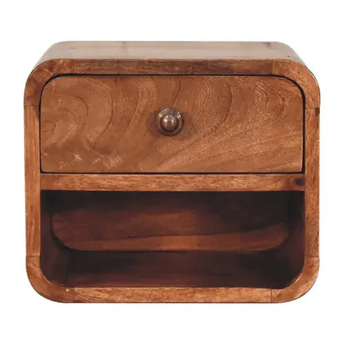 Mini Honey Caramel Wall Mounted Bedside with Open Slot - Artisan Furniture - Flyclothing LLC