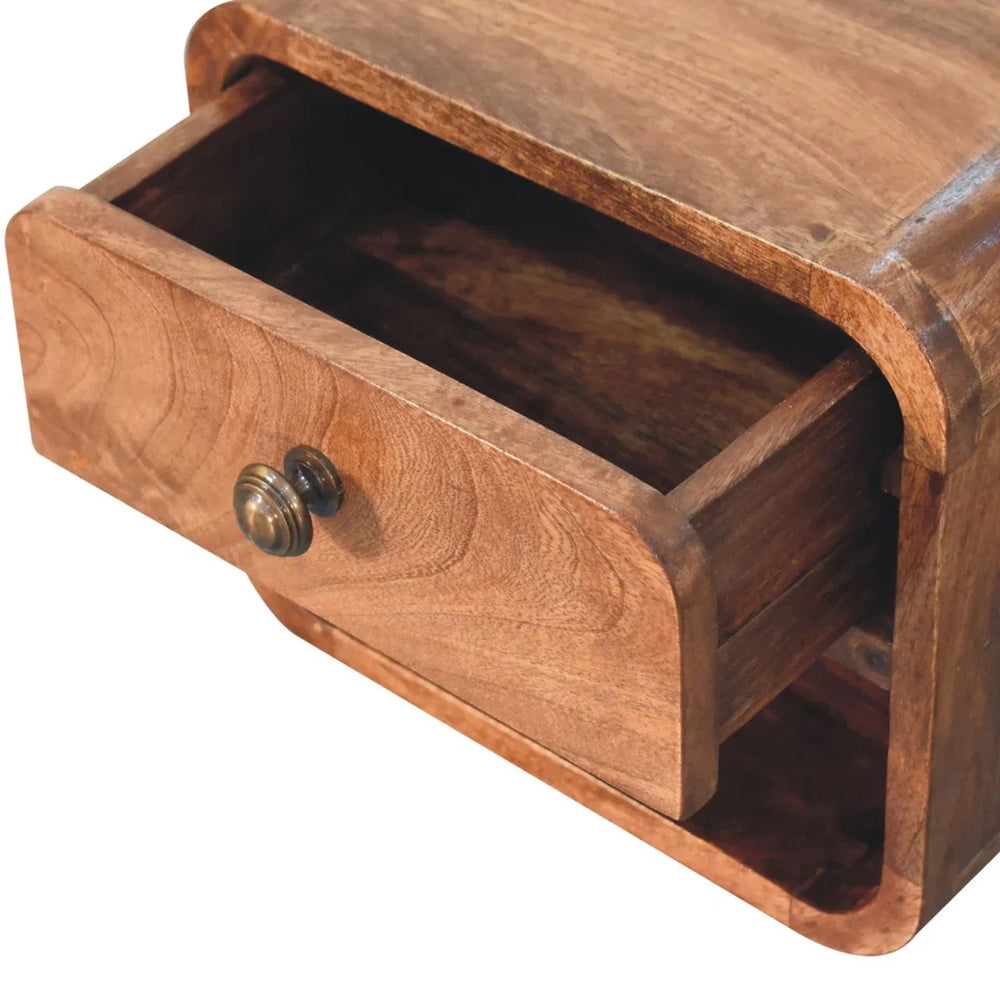 Mini Honey Caramel Wall Mounted Bedside with Open Slot - Artisan Furniture - Flyclothing LLC