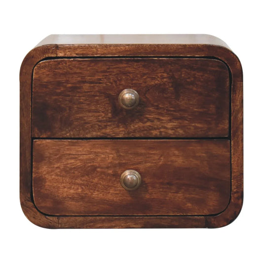 Mini Curved California Walnut Wall Mounted Bedside - Artisan Furniture - Flyclothing LLC